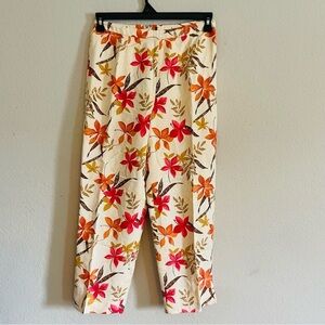 Alexandra Bartlett linen ankle pant size small floral coastal lined grandma core